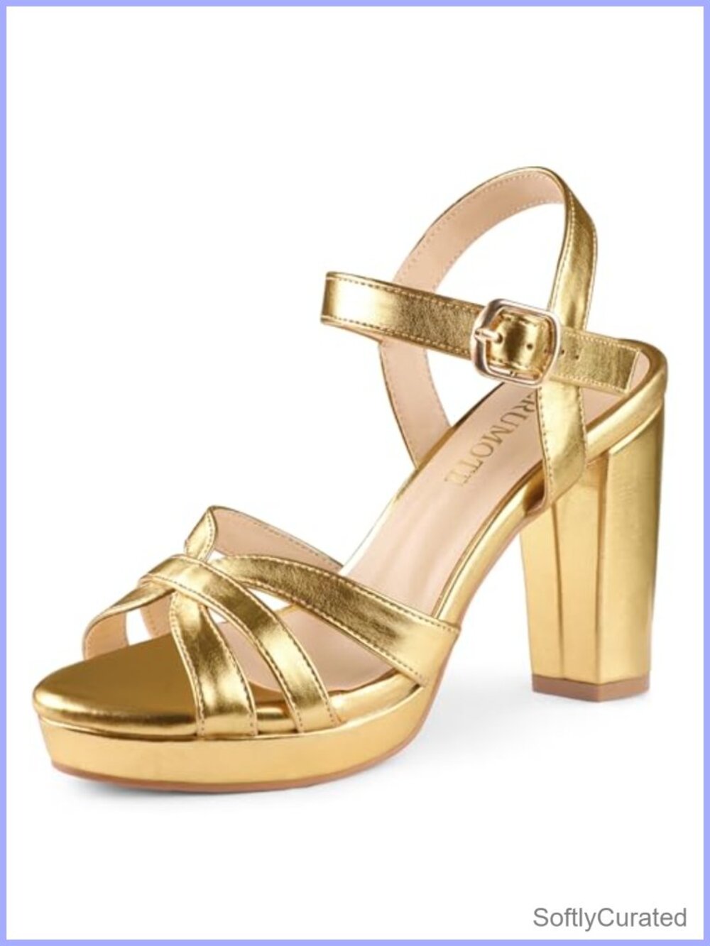 Women's Faux Leather Chunky Block Heel Platform Ankle Strap Sandals Peep Toe